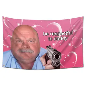 $7 Bertram Be Respectful To Daddy Funny Pink Tapestry Wall Hanging Meme Art Backdrop Flag Banner Poster for Home Bedroom Living Room College Dorm Decor Humorous