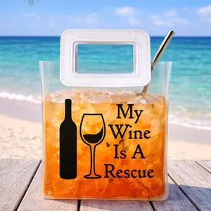 My Wine Is A Rescue Beverage Bag with Straw - Just Add Ice & Your Favorite Summer Drinkware - Perfect for Beach & Outdoor Use