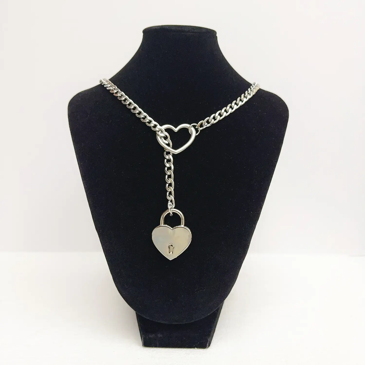 ThatDripTho Edgy Punk Slip Chain Necklace with Heart O-Ring, Heart Lock with Key, Adjustable Chain for Women & Men, Casual Accessory for Daily Wear, Valentines Gifts