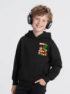 Boys Spring & Fall Casual Long Sleeve Hoodie, Rgblox Game Series Print, Pockets Design, Fitted Style, Comfortable Pullover Sweatshirt
