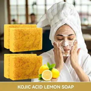3PCS Lemon Turmeric & Kojic Acid Brighetning Soap, Dark Spot Remover, Kojic Acid Soap- Body Care Body Wash Skin Care Skin Repair Cleanser Cleansing Comfort