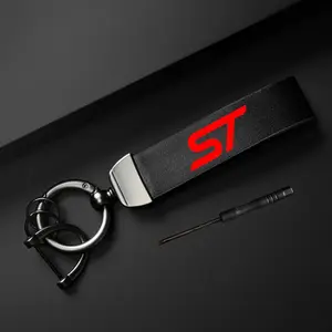 Car Keychain, PU Leather Car Keychain, Simple Design Car Interior Decoration Accessories for Ford ST-line ST STLINE Focus 2 3 Mondeo Ecosport Kuga Mk4 Fiesta Mk3, Car Key Accessory