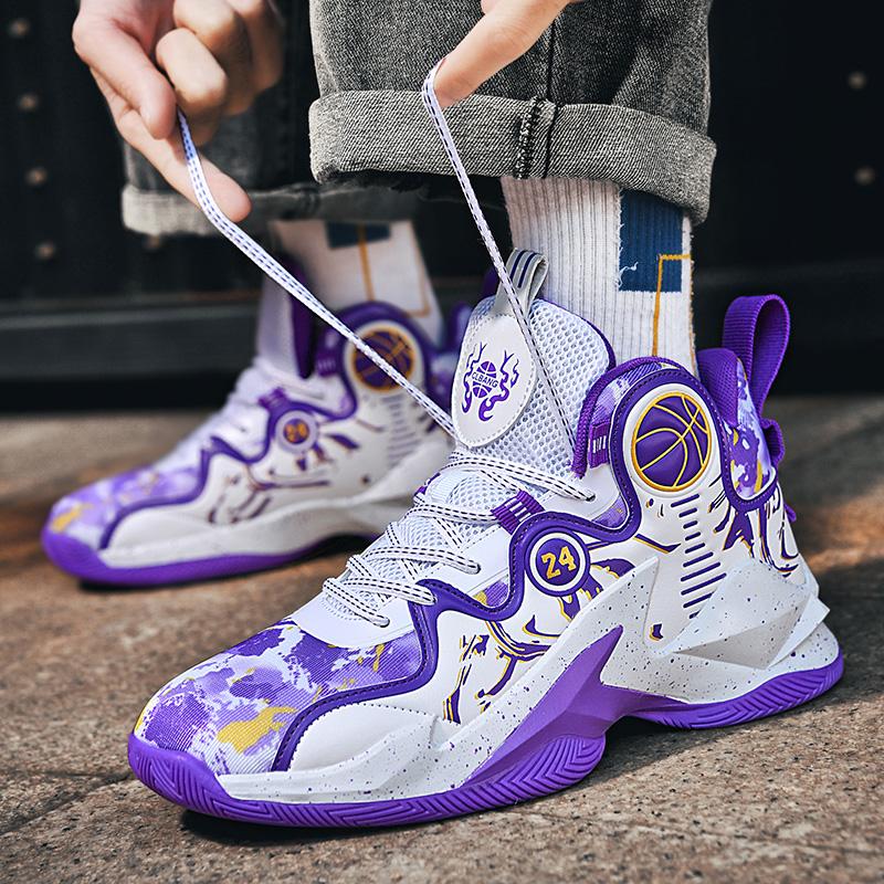 Men's official genuine basketball shoes, high-top sports shoes for spring and summer, suitable for students, wear-resistant, anti-slip, shock-absorbing, breathable basketball shoes.