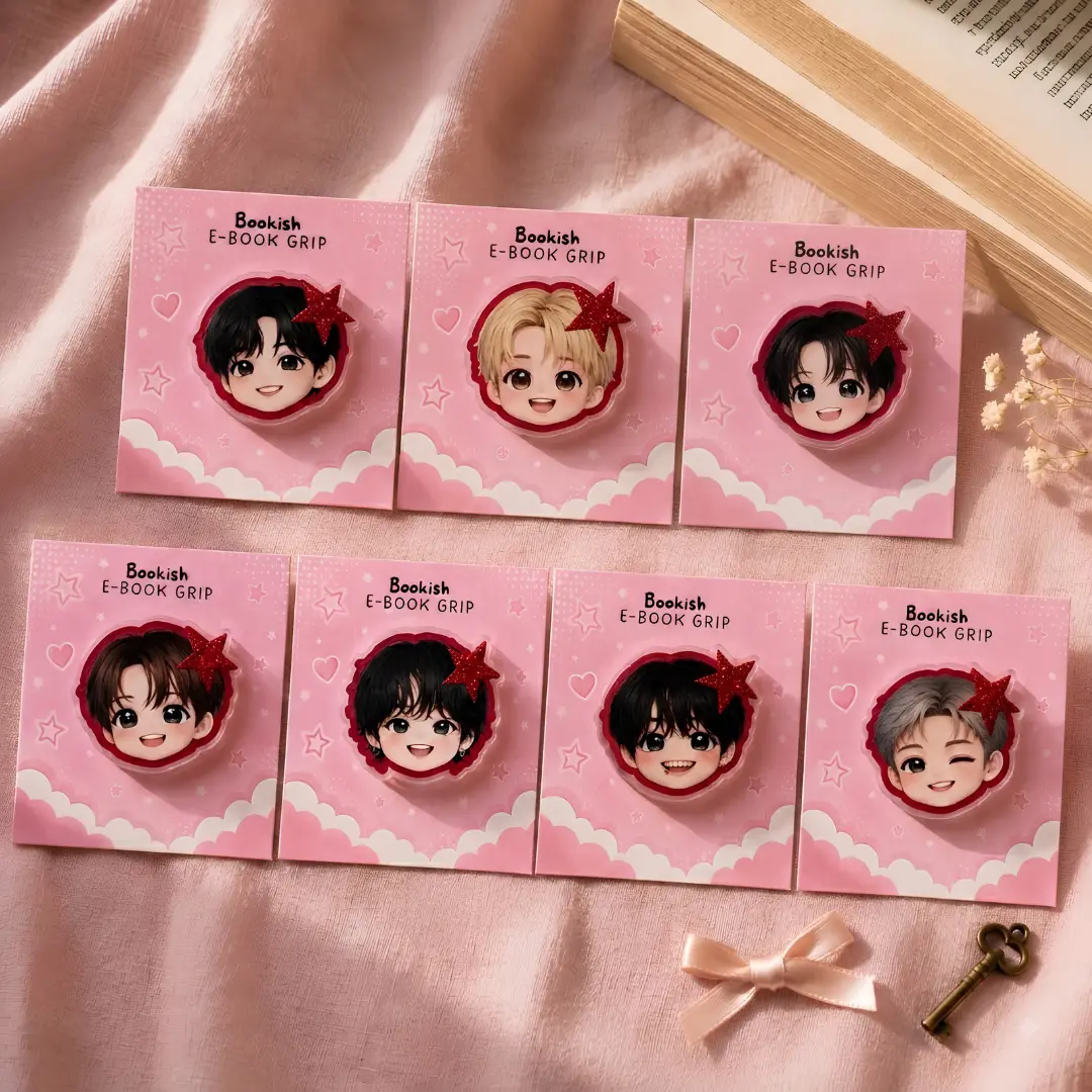 KPOP phone Grip, Bantangg Inspired Bookish Grip, Ariann Style Idol E-Reader Holder, K-Pop Fan Accessory, Cute Acrylic Reader Grip, Book Lover Gift