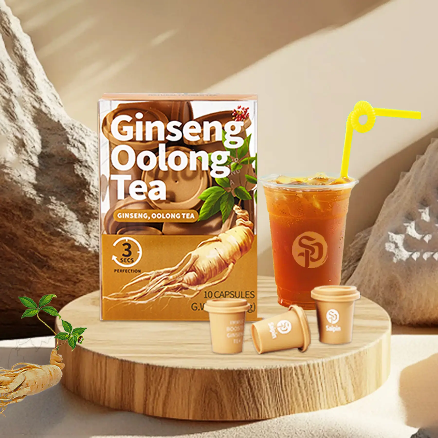 SAIPIN Ginseng Oolong Tea – Daily Herbal Wellness Drink | Freeze-Dried Natural Blend | Supports Vitality, Immune Balance & Hydration | Non-GMO, Vegan,