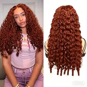 Natural Melt Hairline Wig Burmese Curly Glueless HD Lace Wig 33 # reddish brown wig