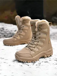 Men's Fashion Snow Boots for Winter Season, Warm Fleece Lined, Outdoor Waterproof Anti-Slip Thick Insulated Shoes, Comfortable Stylish