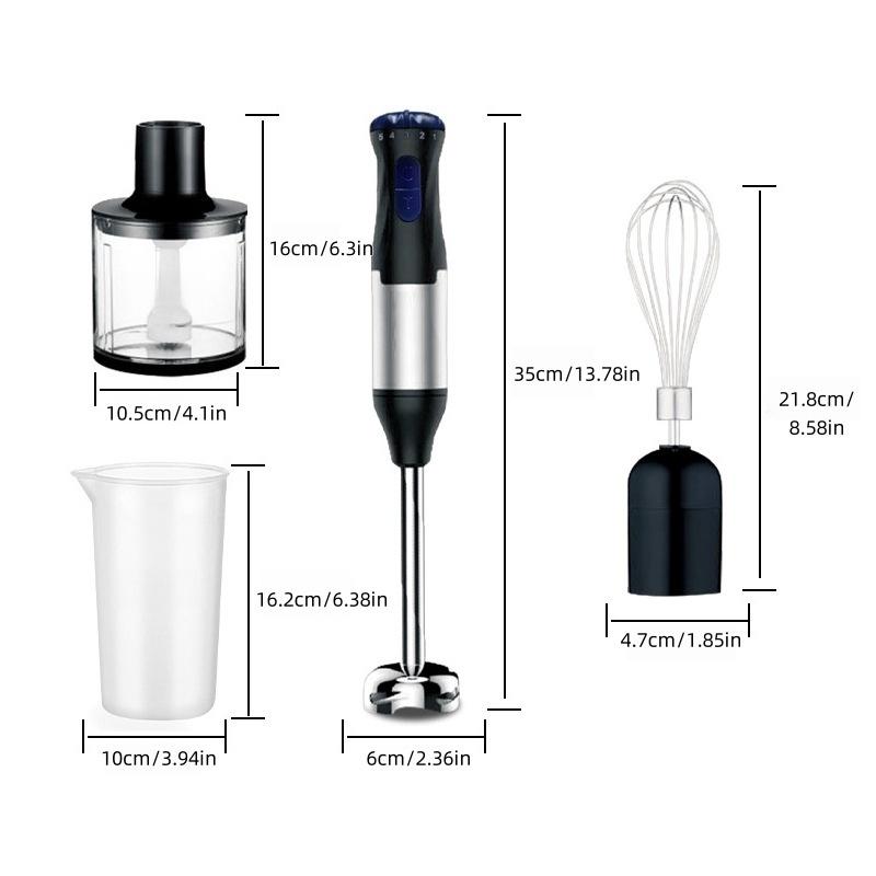 700W Immersion Blender Handheld Four in One Blender Rod, Used for Crushing Ice Sand, Baby Food, Soup, Manual Blender Turbocharged Stainless Steel Blades, Comes with Whiskey, Chopper, and Beaker