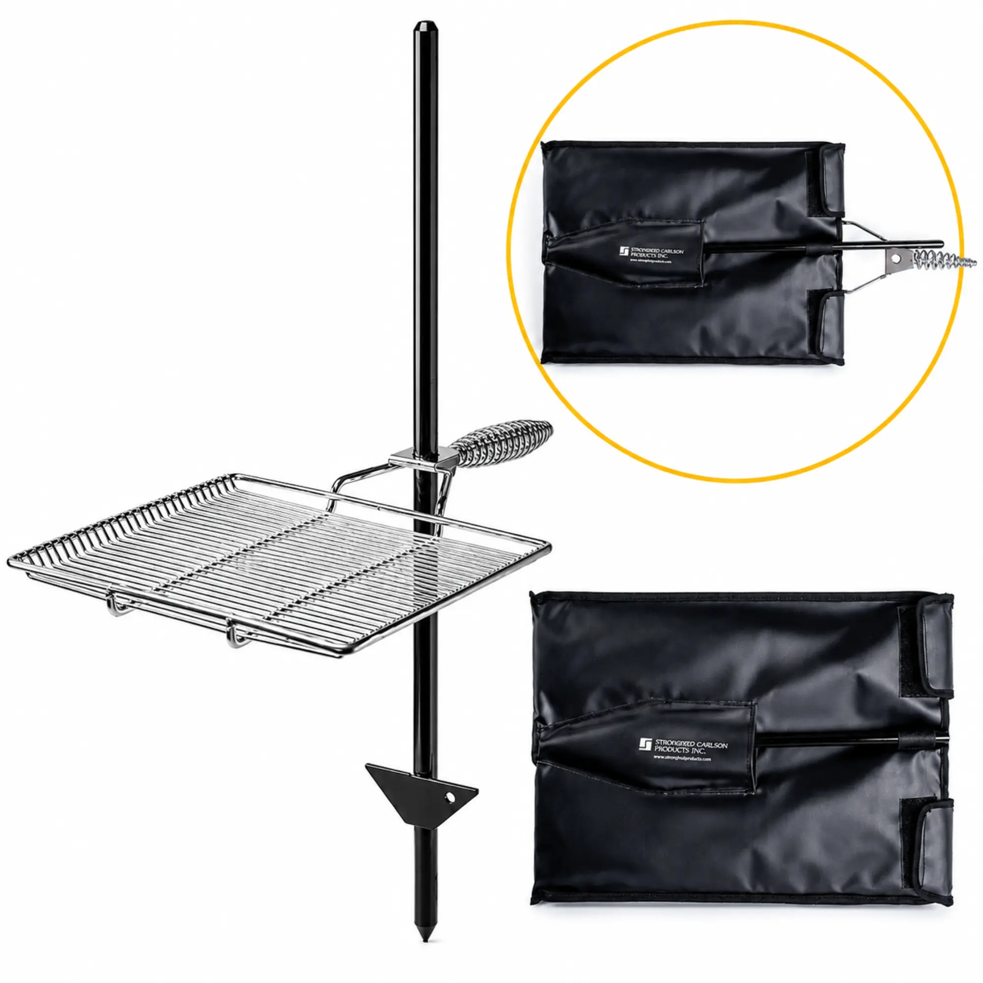 Stromberg Carlson Stake & Grill Camping Campfire Grill Grate 15x22 w/ Carry Bag