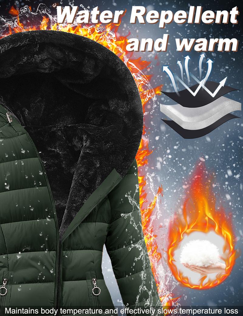 Women's Winter Windproof Fur Warm Slim Fit Down Jacket - Waterproof Long Ski Coat for Commuting FallFreshness #outdoorfun