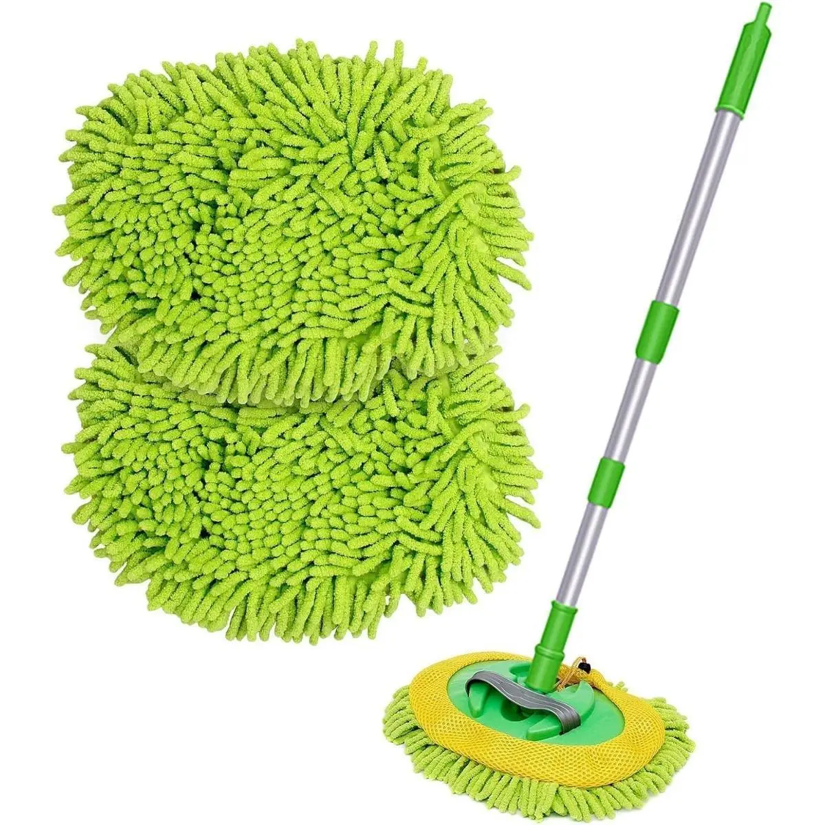 42" Car Wash Brush with Long Handle - 2-in-1 Chenille Microfiber Sponge for Truck SUV RV Boat Scratch-Free Cleaning Tool for Detailing & Foam Wash Car Wash Accessory
