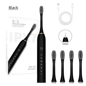 Rechargeable Sonic Toothbrush with 4 Brush Heads, 40000 VPM Deep Cleaning & 2-Minute Smart Timer, 6 Cleaning Modes, IPX7 Waterproof Electric Toothbrush for Adults​​ Black Daily