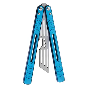BUTTERFLY FLY KNIFE Hardware tools, Aluminum Butterfly Trainer,  Safe Bladeless Practice Hand Tool, Skill Flip Tool, LG05 Blue grey ﻿ tiktokshopspringglowup