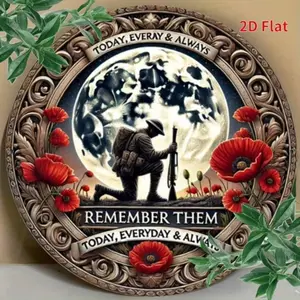 Aluminum Decorative Wall Plaque with Soldier Memorial Design Ideal for Home Bar Garage Coffee Shop Decor and Gift Giving