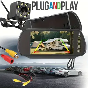 7-Inch HD TFT LCD Display Featuring an 8 LED Night Vision Rearview Camera - Easy Installation, Dual Video Input Options, And a Wide-Angle HD View Suitable for Suvs, Trucks, Campers, Tractors, And Rvs