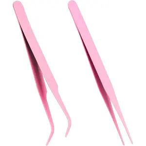 Stainless Steel Sticker Tweezers Kit - 2 PCS Multipurpose Straight and Curved Tip Tweezers for DIY, Jewelry Making, Cardmaking, Scrapbooking, Model Crafting