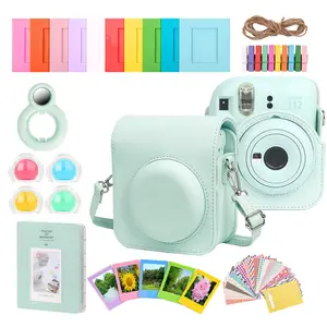 Complete Accessory Kit for Fujifilm Instax Mini 8/9/11/12 – Camera Case, Photo Album, Frames, Stickers & Lens Filters (Green)