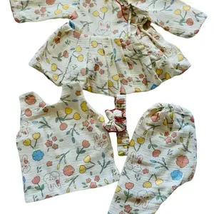 Nepali Traditional 4 piece muslin Bhoto frock set.