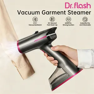 Dr.Flash Vacuum Garment Steamer, 270ml Big Capacity, 1400W Handheld Clothes Steamer, Suction Steamer ＆ Iron 2 In 1, Portable Travel Iron for Clothes, Fabrics, Large Ceramic Heat Panel summerwins