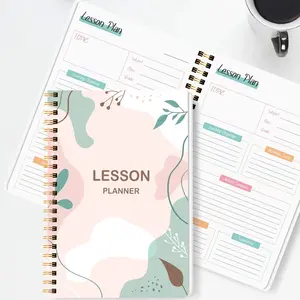 Teacher Lesson Plan Book A5, Dual Wire Binding, Classroom Teaching Schedule Notebook, Weekly Planning Record, Floral Cover, Teacher Planner