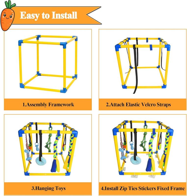Puppy Play Gym with 8 Hanging Toys for Teething &Chewing, Interactive Activity Center for Small Dogs to Relieve Boredom & Anxiety, Indoor Enrichment Toys to Keep Them Busy