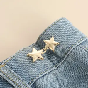 10 pcs/set Star Shaped No Sew Waist Buckle for Jeans, Detachable Adjustable Jean Button Pins, Waistband Tightener Clips for Pants, Invisible Waist Fit Adjuster for Loose Jeans