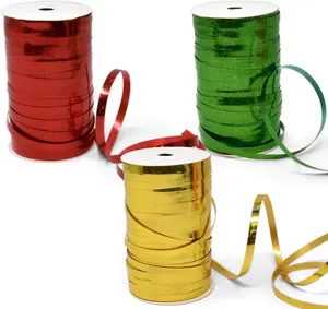 Gift Boutique - Christmas Holographic Curling Ribbon Pack of 3 Spool Rolls 150 Yard Per Roll Metallic Shiny Red Green Gold Curly Balloon String Crimped Ribbons Gift Wrapping Florist Party Decor
