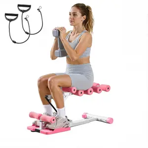 VEVOR Deep Squat Machine, Adjustable Glutes Trainer Machine with 3 High-Strength Resistance Bands, Folding Core Leg Glutes Exercise Trainer, Push Up Workout Equipment at Home Gym, Pink+ WhiteVEVOR Super Brand Day