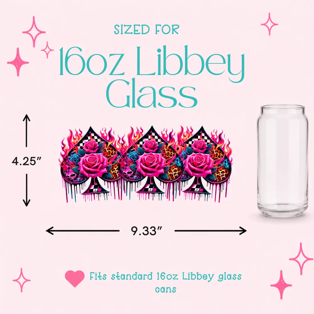 WESTERN UV DTF Cup Wraps | 4-Pack 16oz Libbey Glass | Peel & Stick Waterproof | No Heat Needed