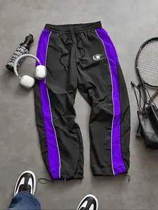 Men's Fashion Casual Sports Pants, Nylon Fabric, Lightweight Breathable, Unique Print, Waist Drawstring, Adjustable Ankle Cuff, Outdoor Hiking, Breathable Sporty Bottoms