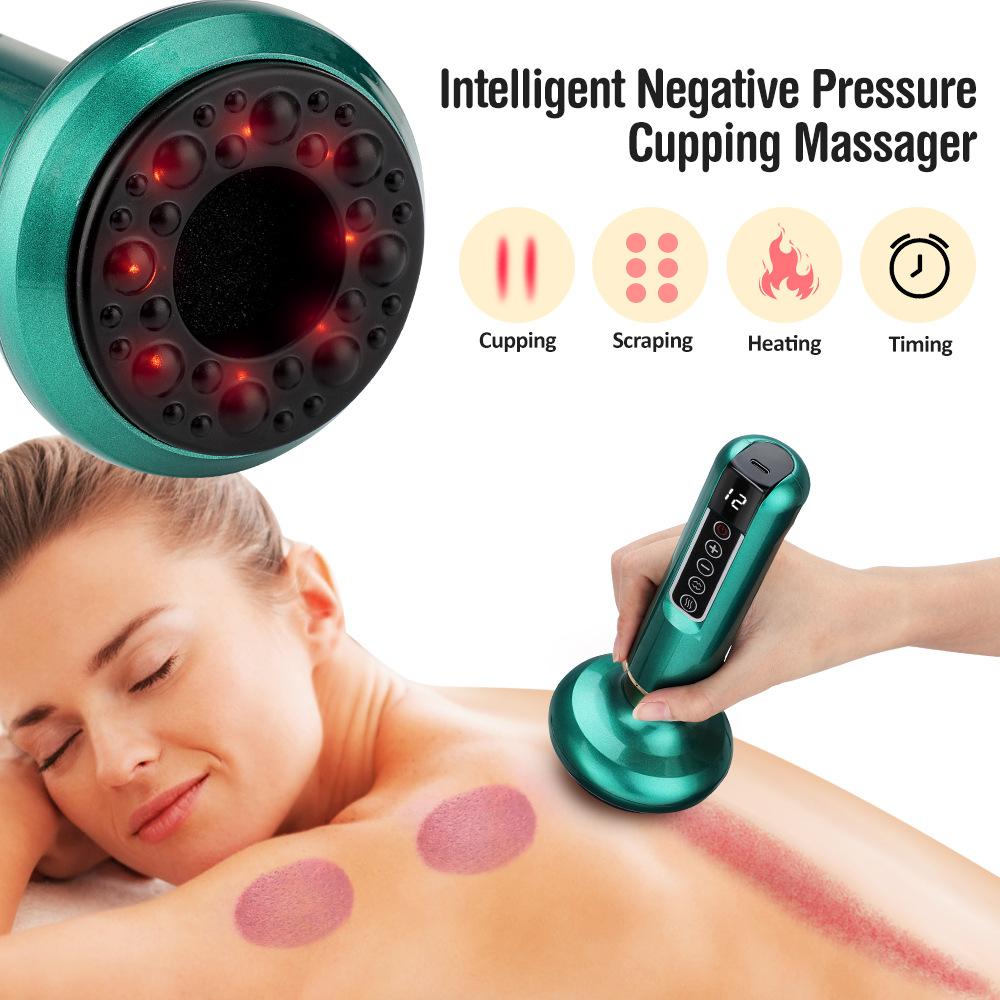 Electric Cupping Massager, Heating Vacuum Suction, Beauty Health Scraping Belly, Thighs, Arms Body Massage Tool