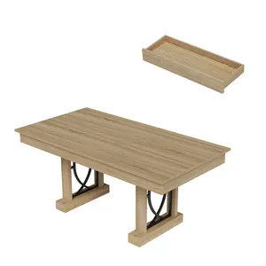 71” Dining Table for 6-8 with 2 Drawers, Large Wooden Kitchen Table w/Large Tabletop & Sturdy Frame, Rectangular Dining Table with Double Pedestal, for Kitchen, Office