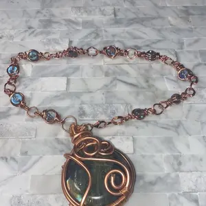 Copper wrapped Labardorite necklace
