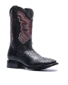 JP Western Boots - Black Nuca Texture Embossed