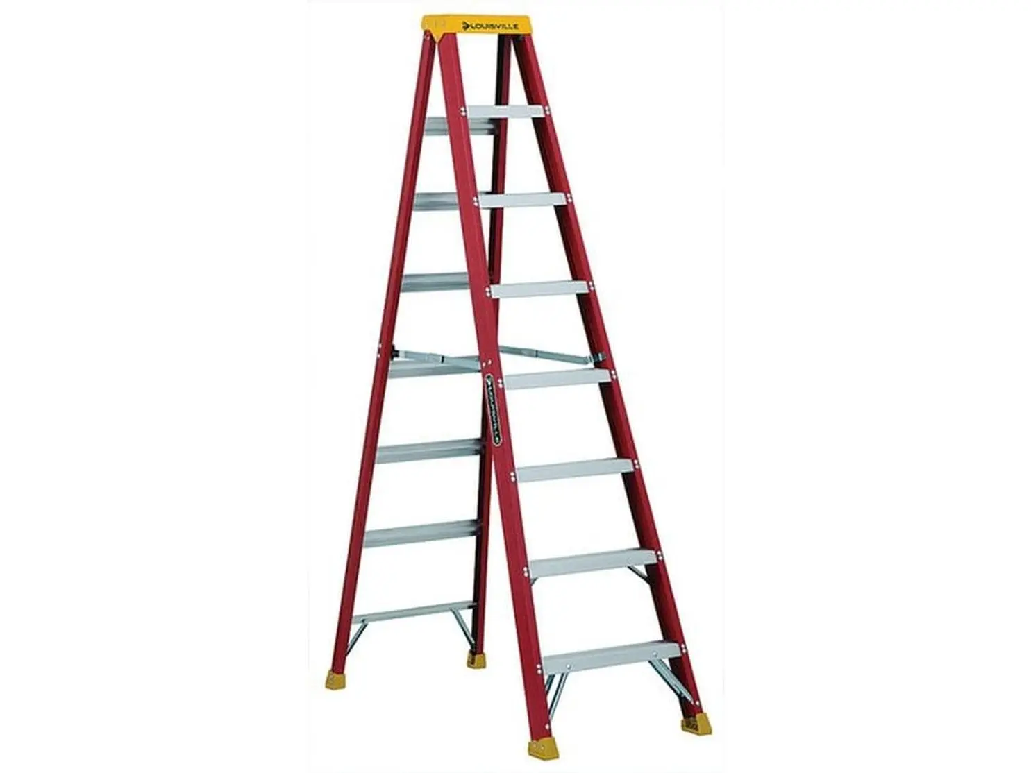 Louisville Ladder 399685007 8 ft. Type 1A Fiberglass Step Ladder - 300 lbs Capacity, 26.04 lbs Weight, Angle Slip Resistant, Heavy Duty Gusset Bracing, Molded Top, Handyman's Tool