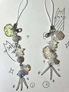 Jellyfish Key Chain with Star Y2K Beaded Phone Charm, Handmade Key Ring, Women's Gift, Unique Accessory for Daily Use, Keychain Pendant, Keychain For Bags