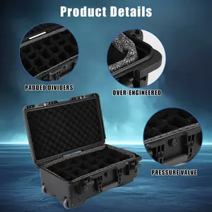 Waterproof Hard Case, Portable All-Weather Shockproof Equipment Case with Pick & Pluck Foam for Camera, Drone, Electronics, Black