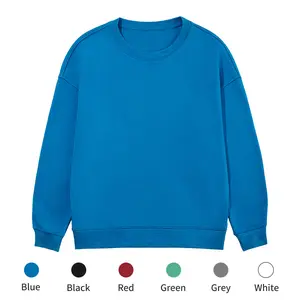 Vanmolrsa 400g Heavyweight Crewneck Sweatshirt 100% Long-Staple Cotton Durable Fabric Layer Base Pill-Resistant Wash-Resistant Wrinkle-Free in Blue Black Red Green Grey White