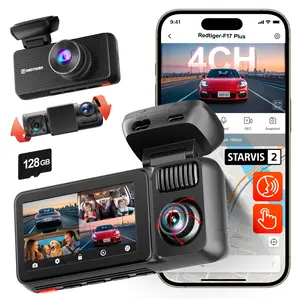 REDTIGER F17 Plus 4 Channel Dash Cam 2.7K+1080P*3 STARVIS 2 128GB Card 360° Front Inside Rear IR Night Vision 5GHz WiFi GPS Voice Control Touchscreen Parking Mode Holiday Haul