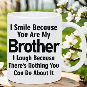 [Durable Ceramic Mug] Durable, Reusable Ceramic Coffee Mug 1pc 11oz |   Brother Themed - Dishwasher Safe Gift for Men Women - Ideal for Hot and Cold Beverages, Perfect for Office or Home Use White
