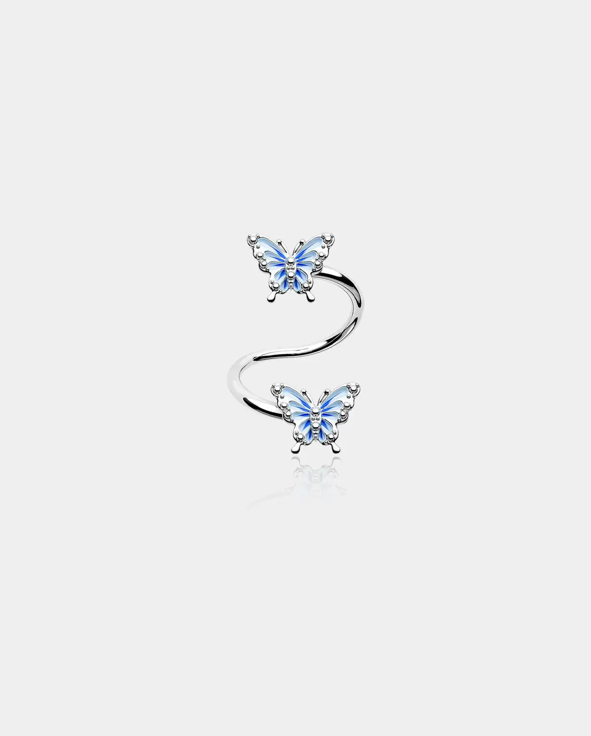 Spiral Helix Cartilage Earring with Blue Butterfly, Hypoallergenic 316L Stainless Steel Jewelry, Lightweight and Unisex for Everyday Wear