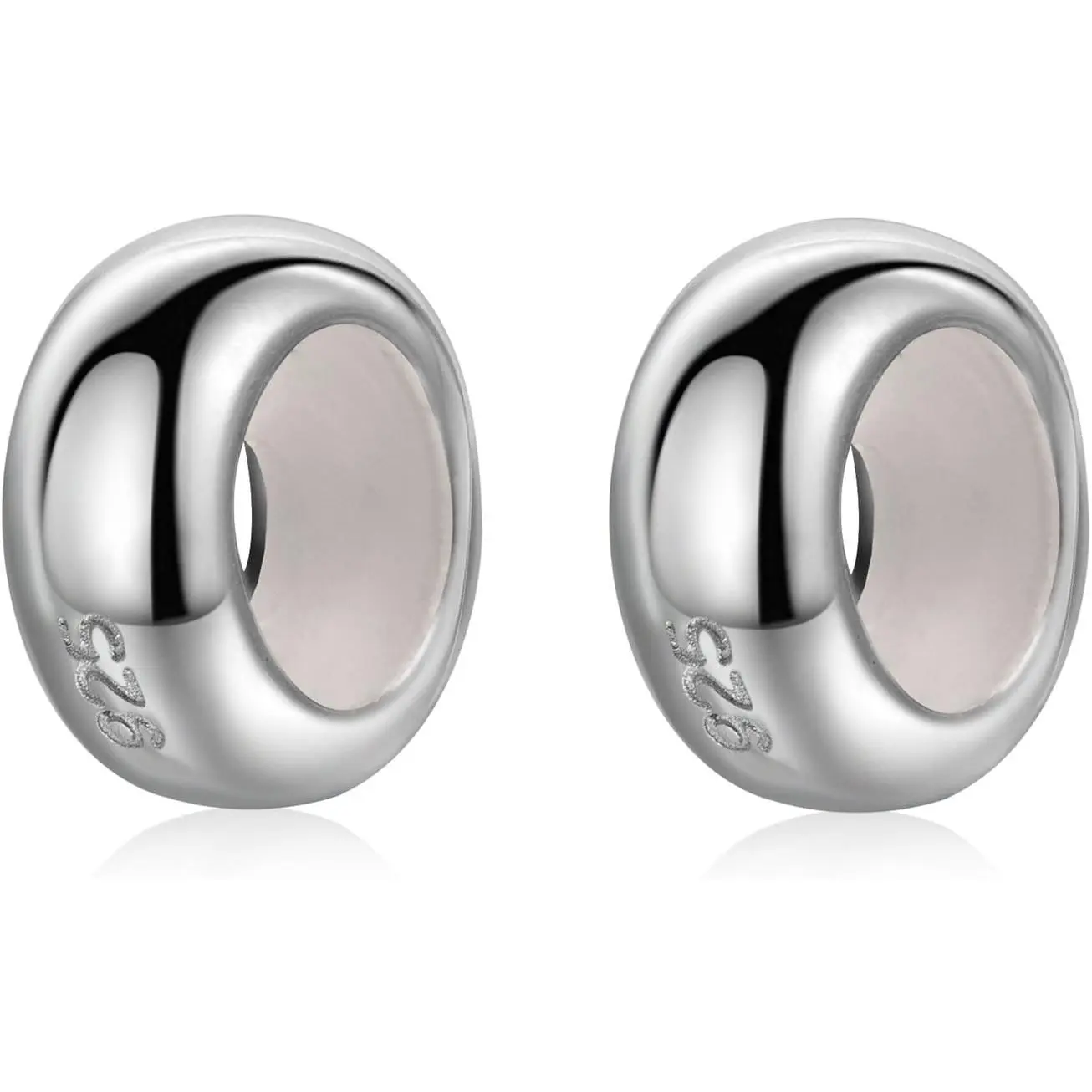 2Pcs Round Rubber Spacer Charms 925 Sterling Silver Stopper Bead Charms for Pandora 3mm Snake Chain Bracelet