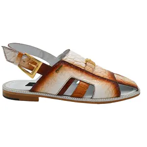 Mauri 1674 Alligator White Dirty Cognac Sandals