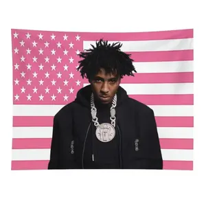 YoungBoy Never Broke Again Pink American Flag Tapestry 3x5 FT - Polyester Hip-Hop / Trap Wall Hanging for Bedroom & Studio Decor, Viral Aesthetic Banner