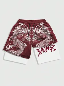 Men's Anime Gothic Print Sports Mesh Basketball Shorts, Two-In-One Design, Spring Summer Daily Wear, School, Halloween, Athletic Shorts, Fitness Shorts
