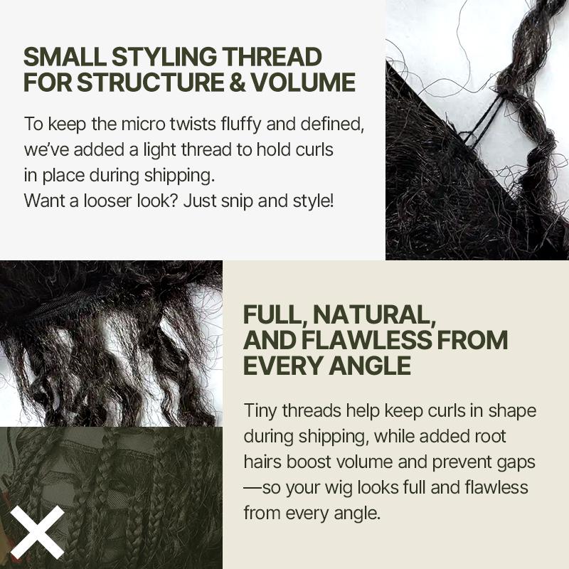 Frodio Veralux™ Fiber 12'' Synthetic Wig Micro Twist Curly Wigs 11X4 Closure HD Lace Dreadlock Wig TikTokShopBlackFriday