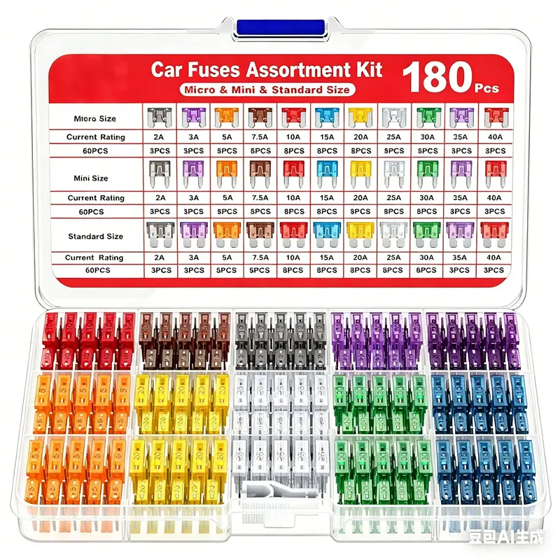 180Pcs Car Fuses Assortment Kit Micro Mini Standard Blade Fuse Set 2A-40A with Puller Storage Box for Car，Truck，RV，Boat，SUV(2A 3A 5A 7.5A 10A 15A 20A 25A 30A 35A 40A),car accessories