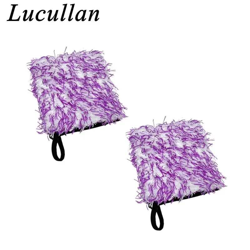 Magenta Lucullan Ultra Plush Mitt Set - Purple Microfiber, Car Wash Microfiber Towel, Microfiber Cleaning Cloths