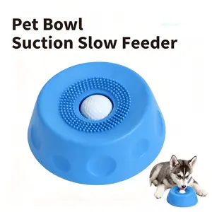 3-in-1 suction cup dog licking bowl with rolling ball, stain-free slow feeder, suitable for liquid treats and yogurt, non-slip pet licking bowl