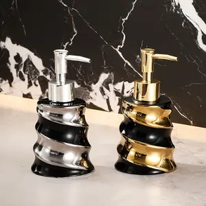 Small Ceramic Luxury Lotion Hand Sanitizer Bottle, 200ML/6.7oz Bathroom Pump Dispenser, Elegant Design for Home Use